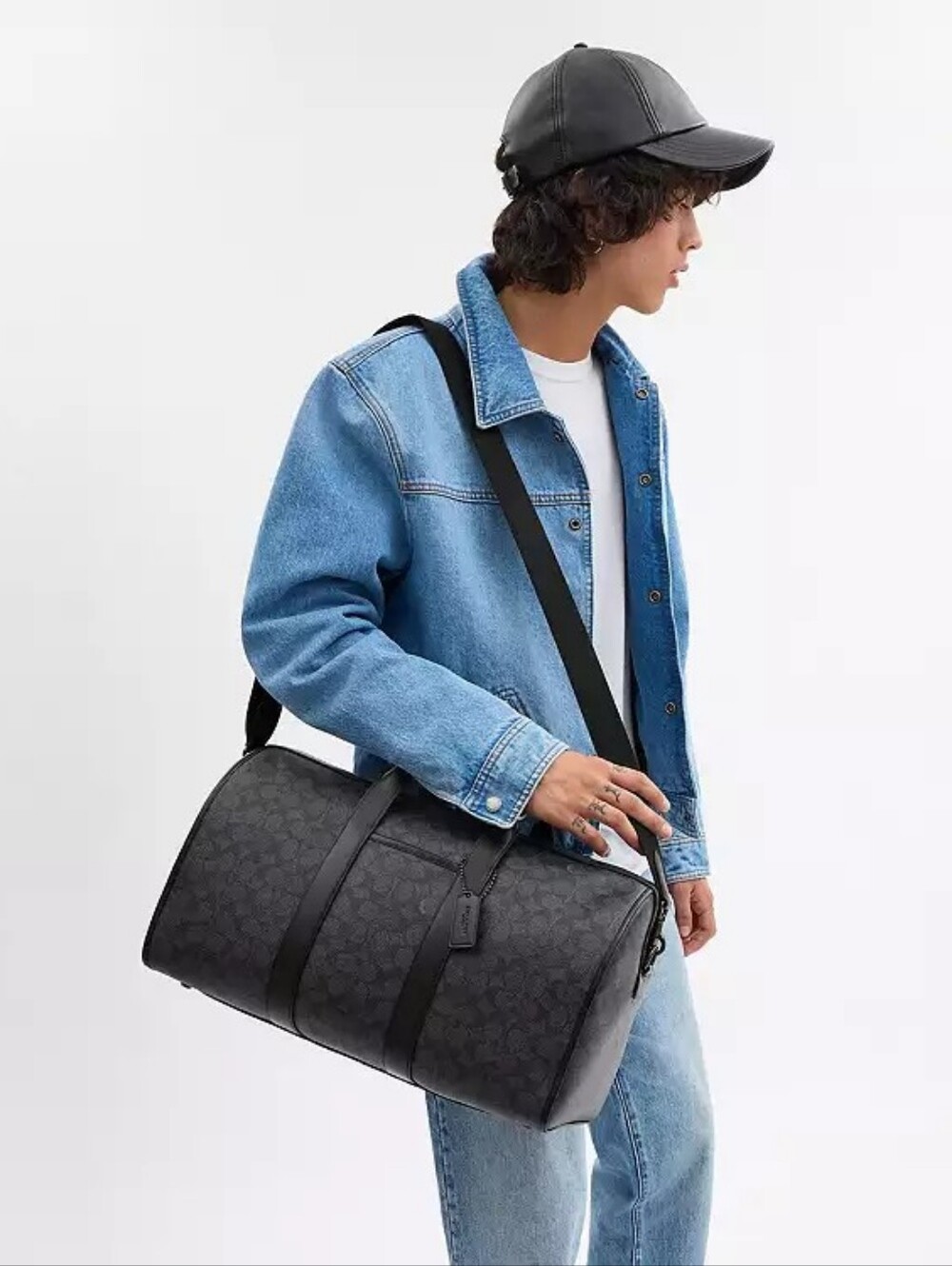 NWT! Men's Black Monogram Duffle Bag - Designer Style Travel Bag